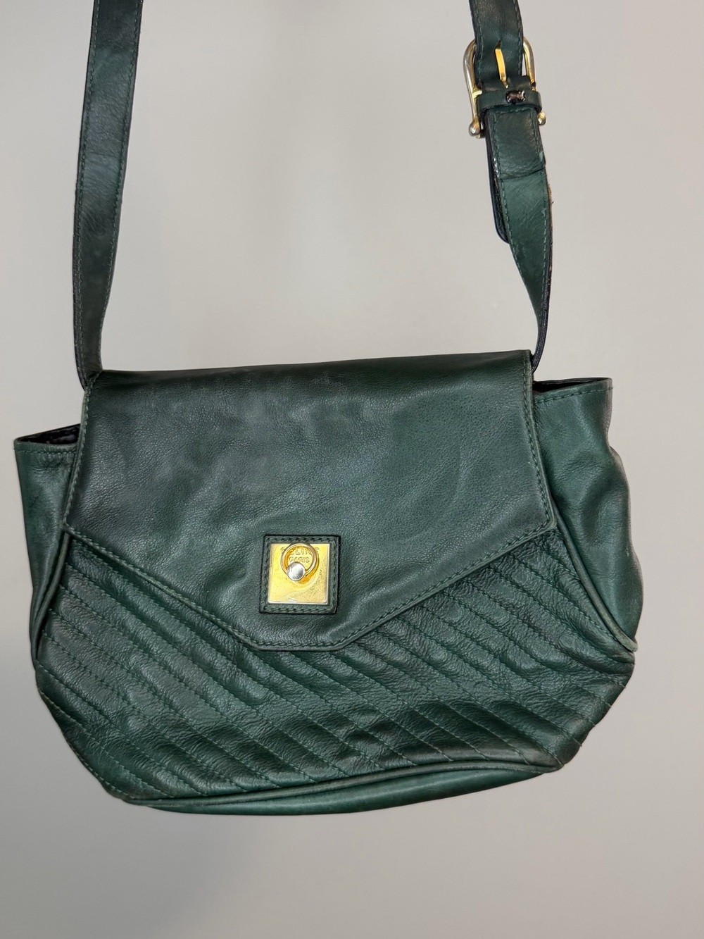 Classic Quilted Dark Green Leather Crossbody Bag